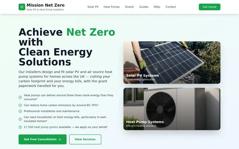 Mission Net Zero homepage
